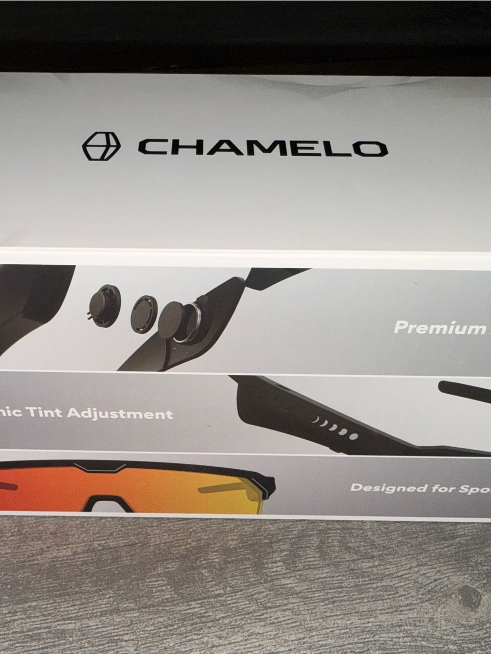 Chamelo Music Shield Smart Audio Sunglasses Fire Lens Matte Black NIB - Picture 8 of 9